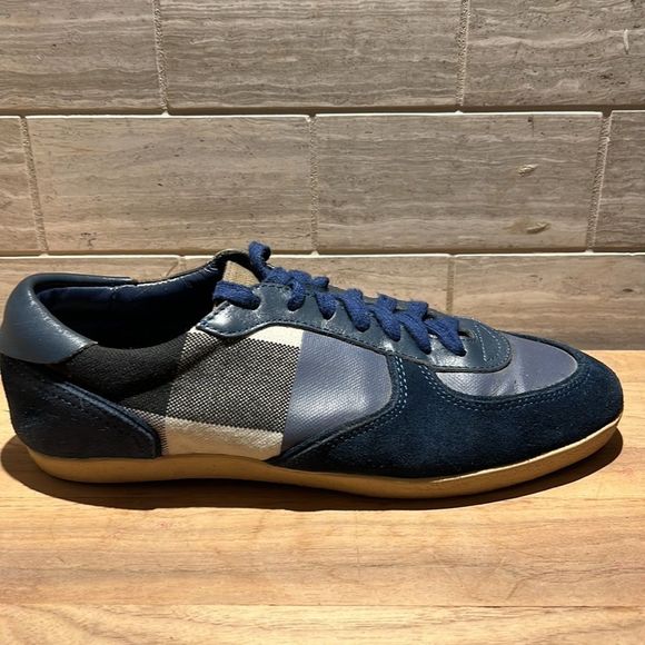 Burberry Other - Burberry Dark Blue Navy Mens Sneakers Suede Trim, Waxed Canvas EU 42